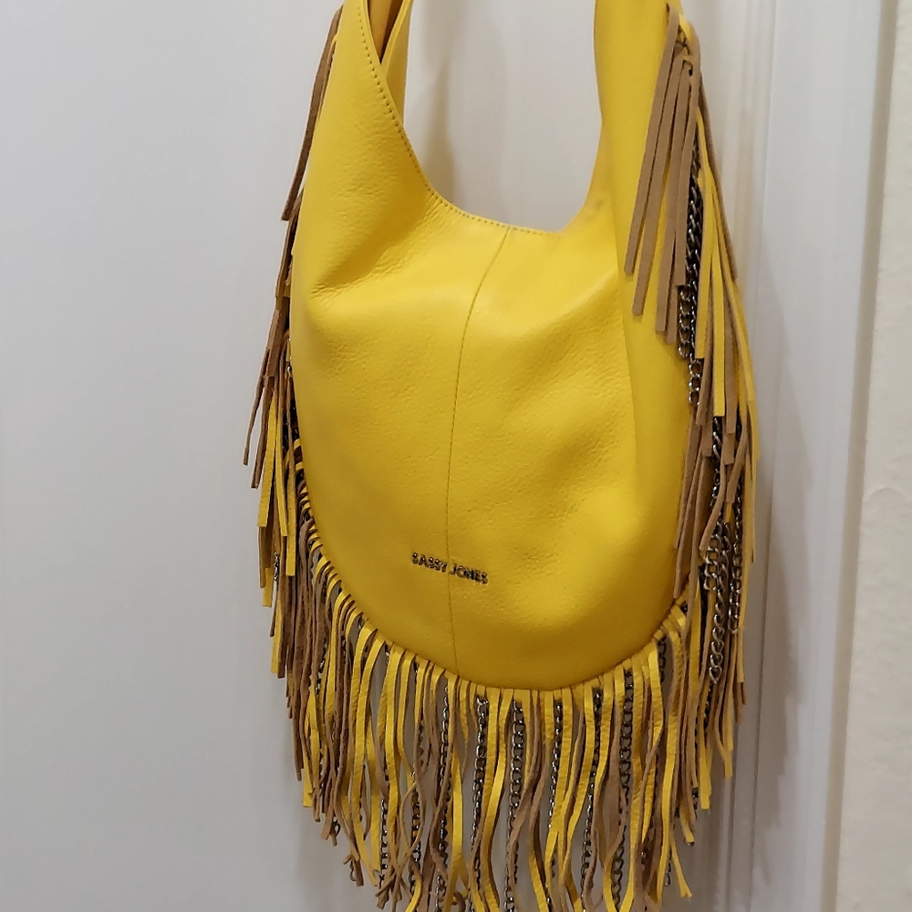 SJ Yellow Dina Hobo Fringe Bag